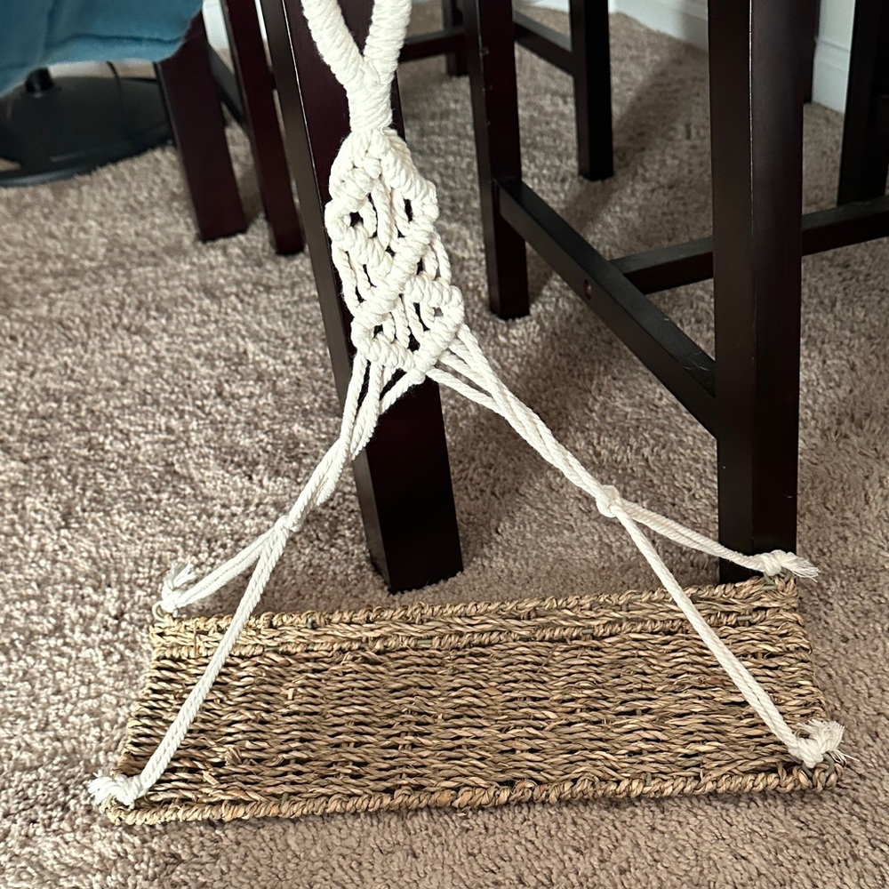 Handwoven Hanging Shelf - Natural & Cream